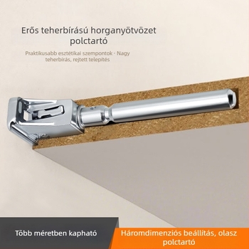Súlyos rejtett polctartó cinkötvözetből, állítható lemez, fa polchoz, 12 cm vagy 16 cm, Guheng