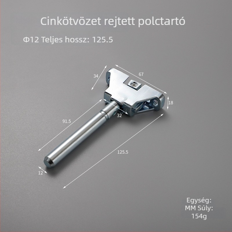 Súlyos rejtett polctartó cinkötvözetből, állítható lemez, fa polchoz, 12 cm vagy 16 cm, Guheng