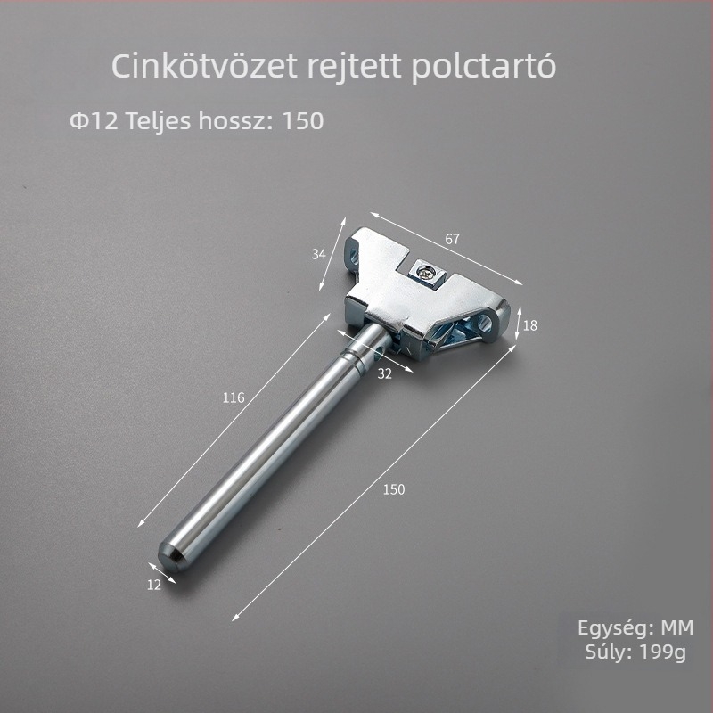 Súlyos rejtett polctartó cinkötvözetből, állítható lemez, fa polchoz, 12 cm vagy 16 cm, Guheng