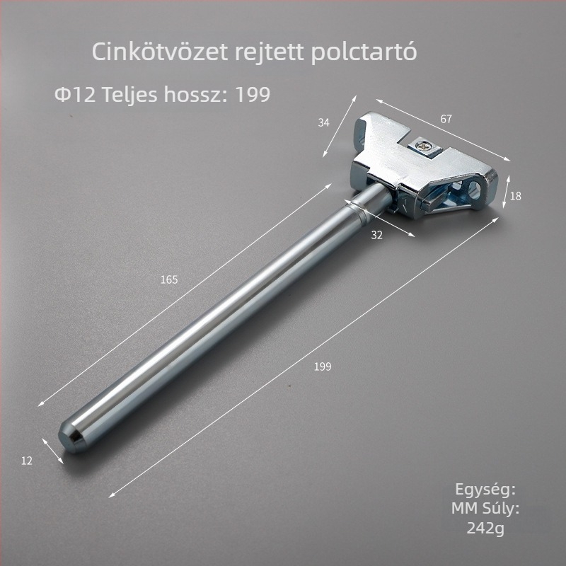 Súlyos rejtett polctartó cinkötvözetből, állítható lemez, fa polchoz, 12 cm vagy 16 cm, Guheng