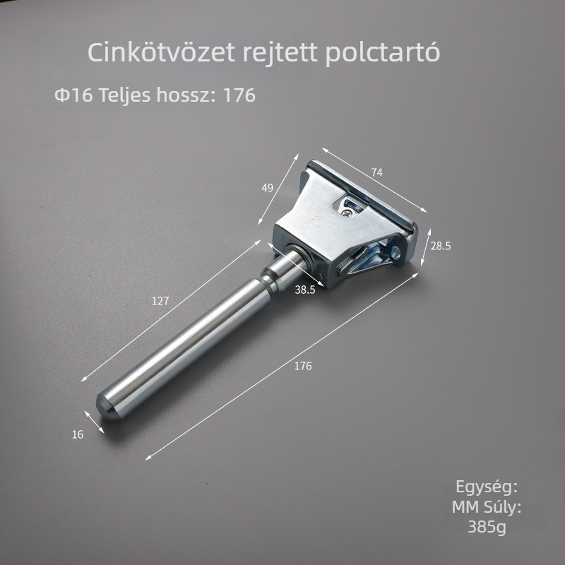 Súlyos rejtett polctartó cinkötvözetből, állítható lemez, fa polchoz, 12 cm vagy 16 cm, Guheng