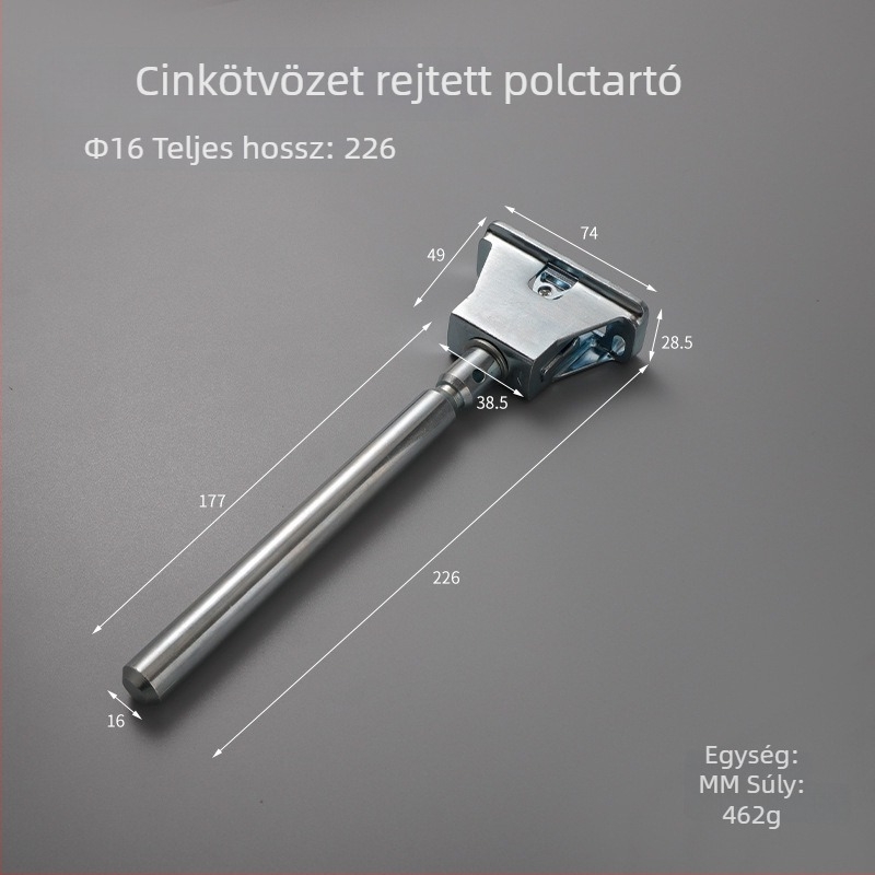 Súlyos rejtett polctartó cinkötvözetből, állítható lemez, fa polchoz, 12 cm vagy 16 cm, Guheng