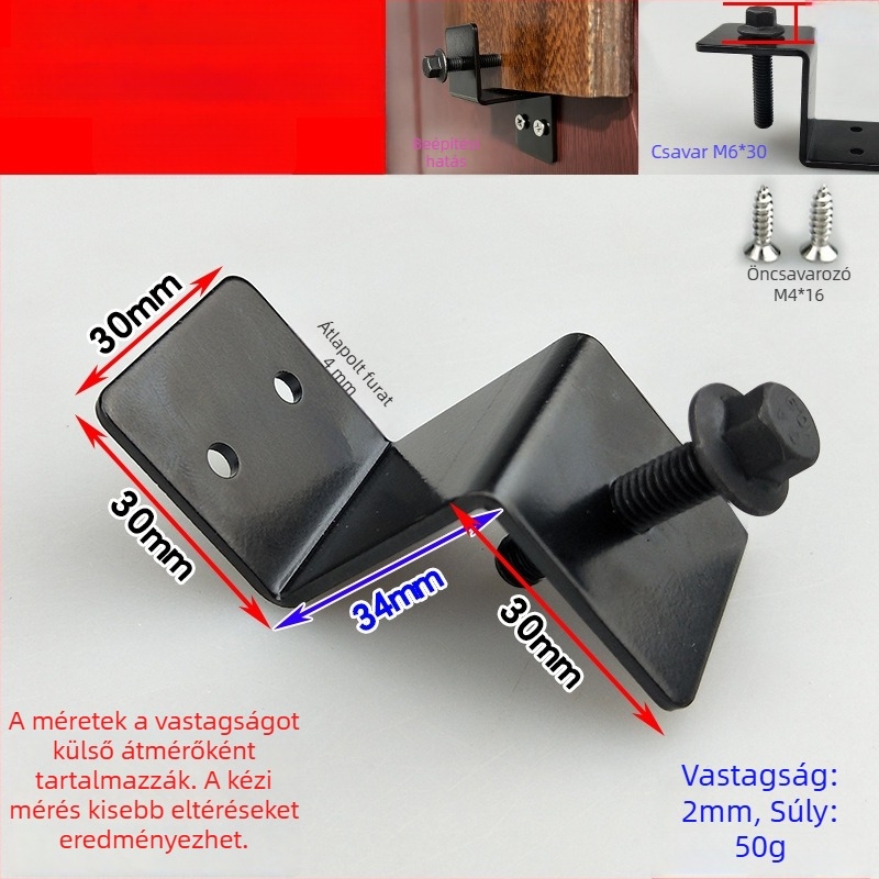 Fekete állítható Z-alakú sarok konzol függönyfalhoz, vas sarok, hardver csatlakozó, 30 szélesség