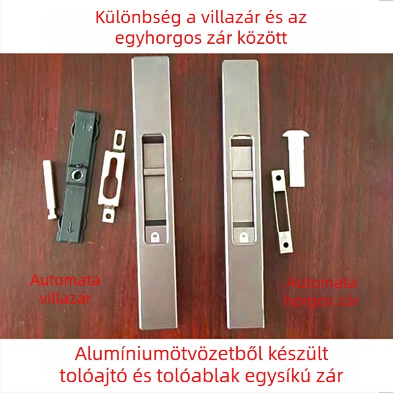 Oxidált síkzár tolóablakokhoz és tolóajtókhoz, egyoldalas szalagzár, alumínium ötvözet ablak-kiegészítők, kampózár, CNC automatikus érintéses zár