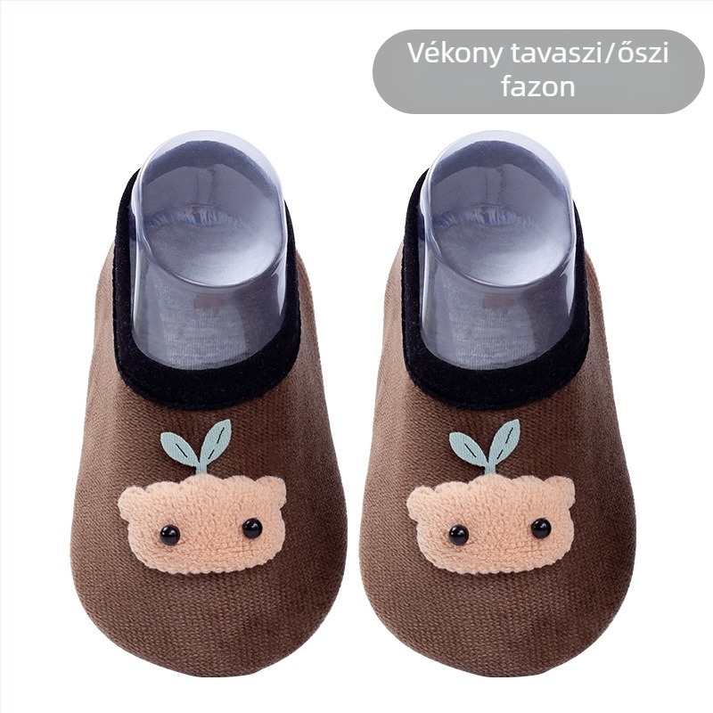 Aranyos mesefigurás baba padlószárú zokni, csúszásmentes pöttyökkel, puhák, nedvszívók és lélegzők, beltéri használatra