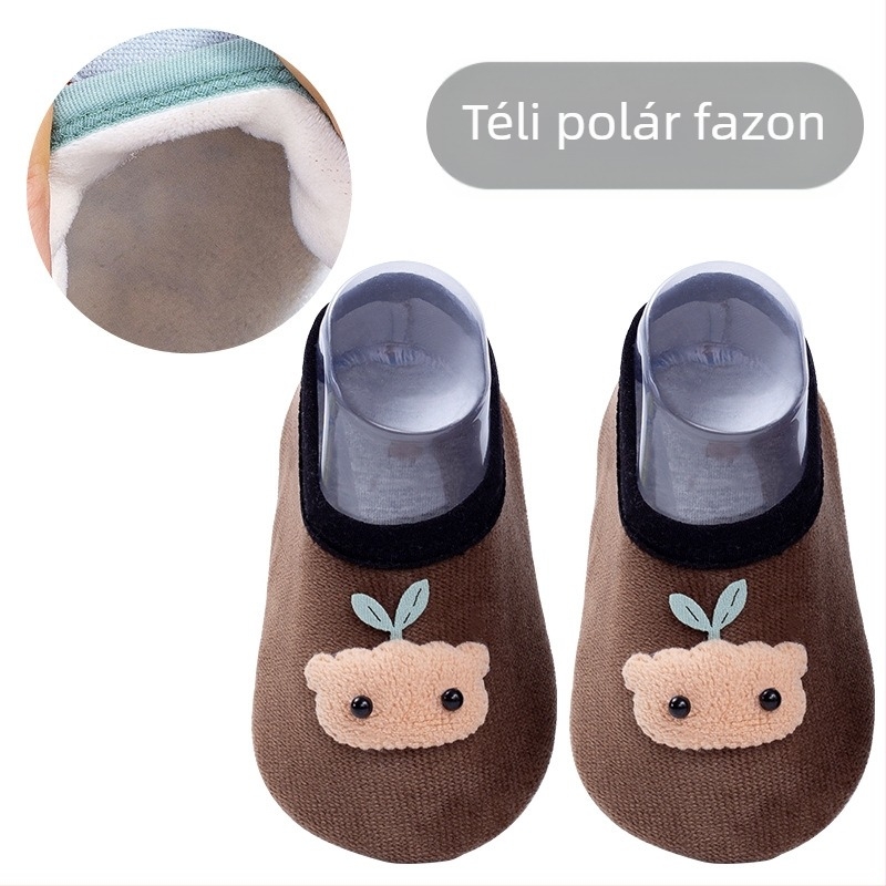 Aranyos mesefigurás baba padlószárú zokni, csúszásmentes pöttyökkel, puhák, nedvszívók és lélegzők, beltéri használatra