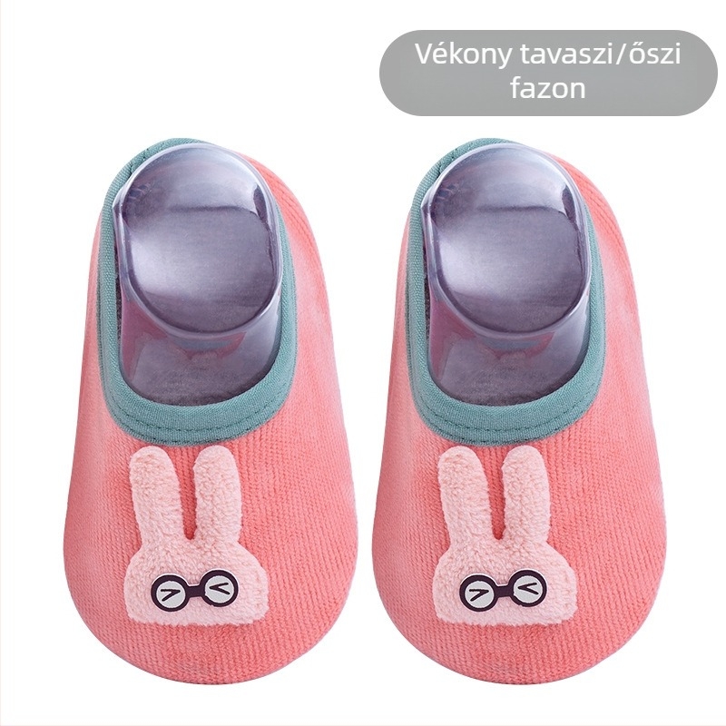 Aranyos mesefigurás baba padlószárú zokni, csúszásmentes pöttyökkel, puhák, nedvszívók és lélegzők, beltéri használatra