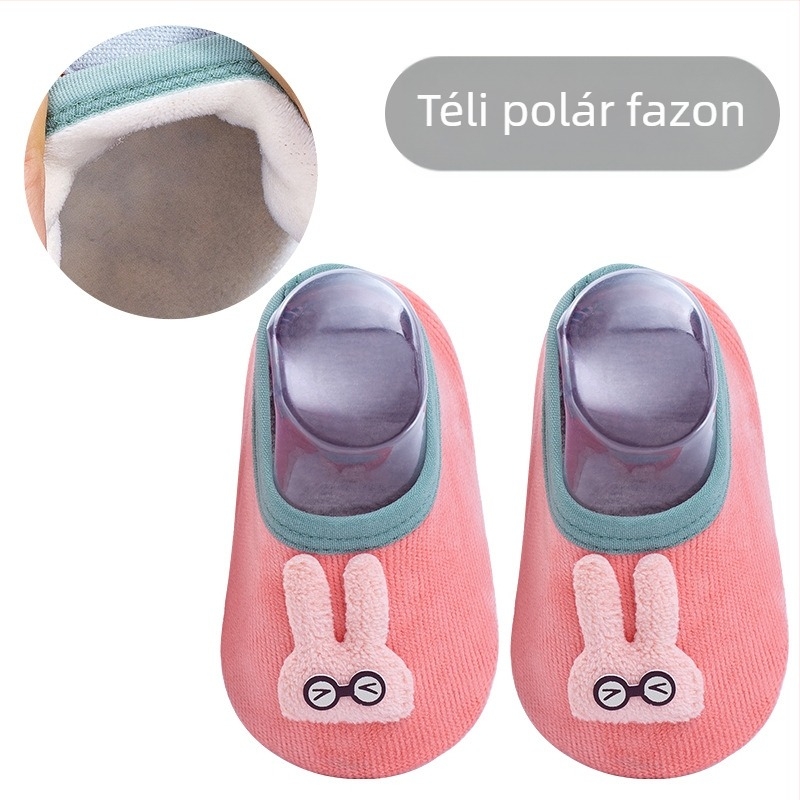 Aranyos mesefigurás baba padlószárú zokni, csúszásmentes pöttyökkel, puhák, nedvszívók és lélegzők, beltéri használatra
