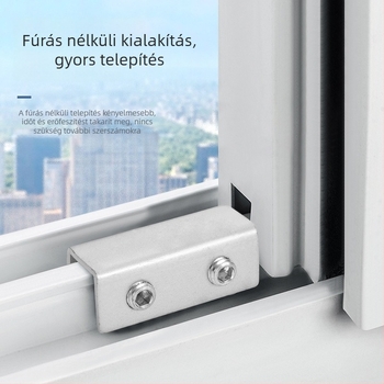 Delgu félkör alakú ablakzár csúszó ablakokhoz – gyermekbiztonság, lyuk nélküli kivitelezés, nyomás elleni védelem, lopás elleni védelem, modern minimalista stílus, modell A3, vas