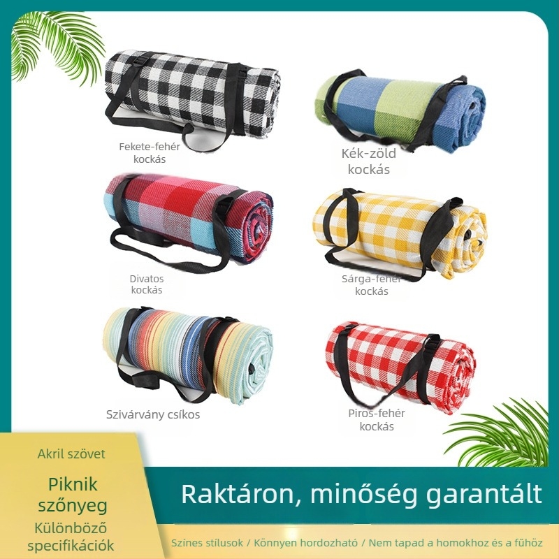 Akril szövetből készült piknik matrac kültéri használatra, nedvességálló kemping és gyep matrac, méretek 1.5×2 m, 2×2 m, 2×3 m, 3×3 m (4–8 fő)