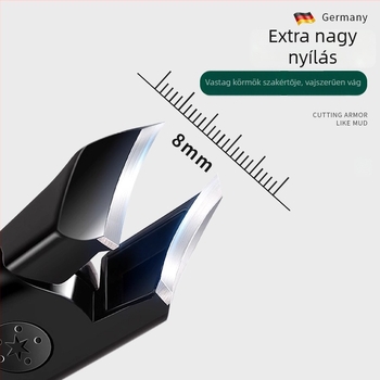 Nagy nyílású körömvágó készlet ferde éllel a vastag lábujj körmeire, éles, fröccsenés elleni dizájn