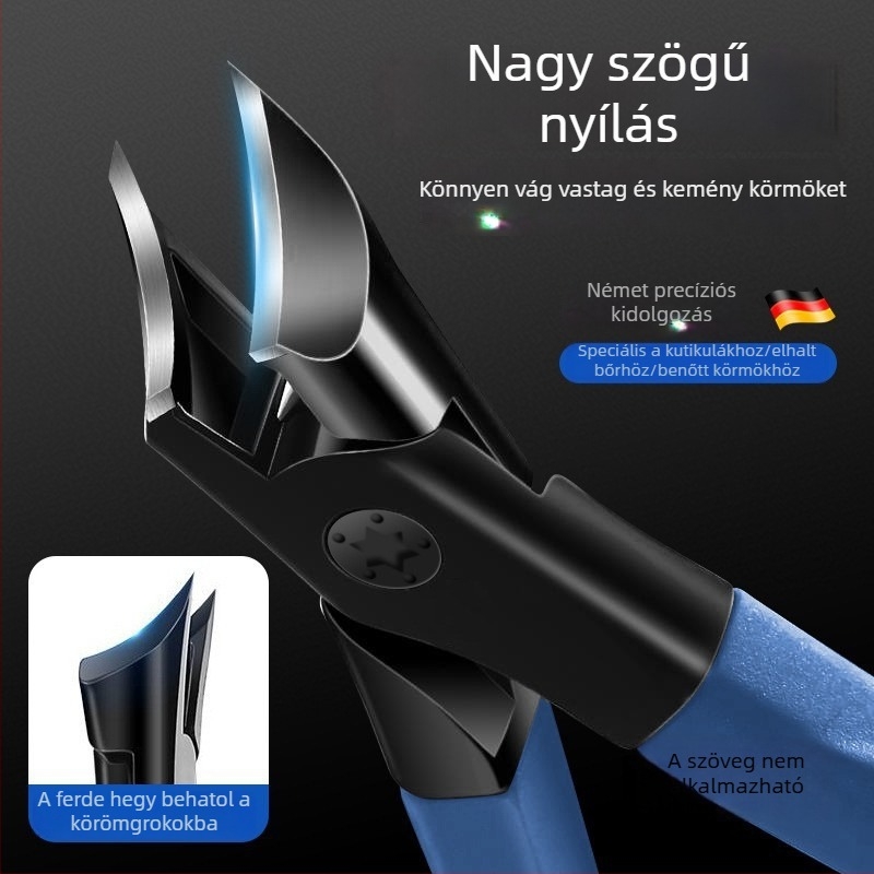 Nagy nyílású körömvágó készlet ferde éllel a vastag lábujj körmeire, éles, fröccsenés elleni dizájn