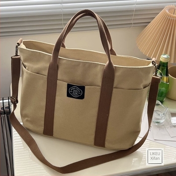 Eredeti cipzáros japán stílusú vászontáska – tote mindennapi használatra, művészi diák táska laptop és dokumentumok számára, kézben vagy vállon