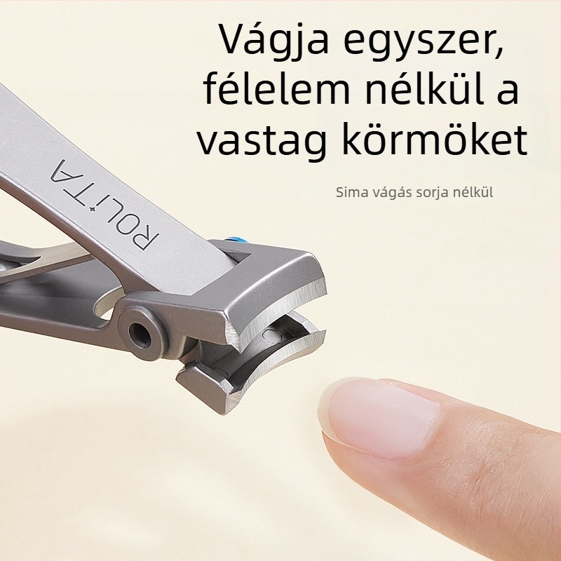 Rozsdamentes acél körömvágó nagyméretű nyílással, hordozható, otthoni használatra