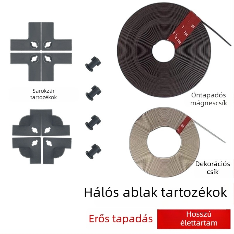 Mágneses, láthatatlan szúnyogháló ajtóhoz, öntapadós zárócsíkkal és dekoratív mágneses szalaggal – fúrás nélkül