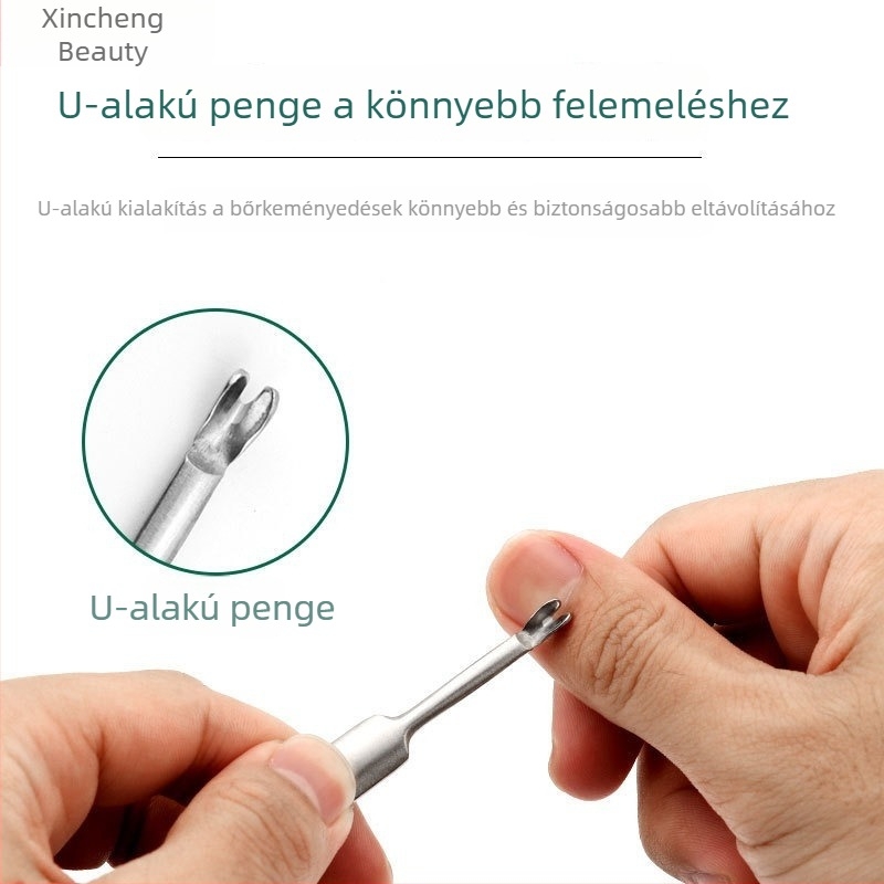 Rozsdamentes acélból készült manikűr eszközök készlet – kutikula nyomó és kaparó, halott bőr eltávolító, kézi körömvágó, pedikűr eszközök
