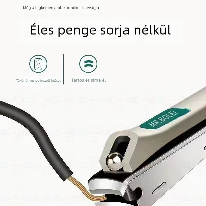 MR.BOLEI Körömvágó – prémium, hordozható otthoni és utazási használatra, logónyomás lehetőséggel