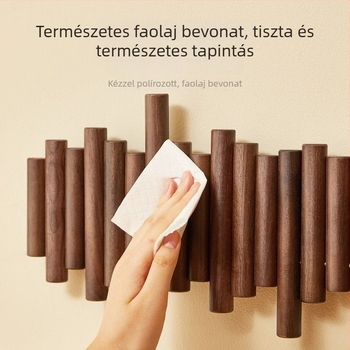 Nordic stílusú falra szerelt fa ruhafogas zongora billentyűket idéző dizájnnal és rejtett kampókkal kulcsok és táskák számára.
