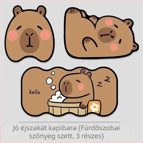 Rajzfilm-stílusú fürdőszobai háromrészes készlet — padlómat diatomitból, vízfelvevő, gyorsan száradó, csúszásmentes, foltálló