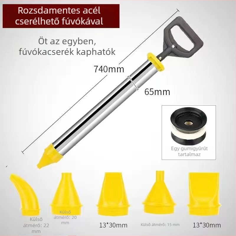 Kézi tömítőpisztoly repedések kitöltésére, végek: körkörös és sík, hosszabbított, többfunkciós cementpisztoly cserélhető fejjel ajtókhoz és ablakokhoz