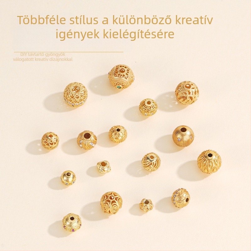 Silver Love S925 ezüst — kerek kis spacer gyöngyök DIY karkötőhöz, kristályos kiegészítők