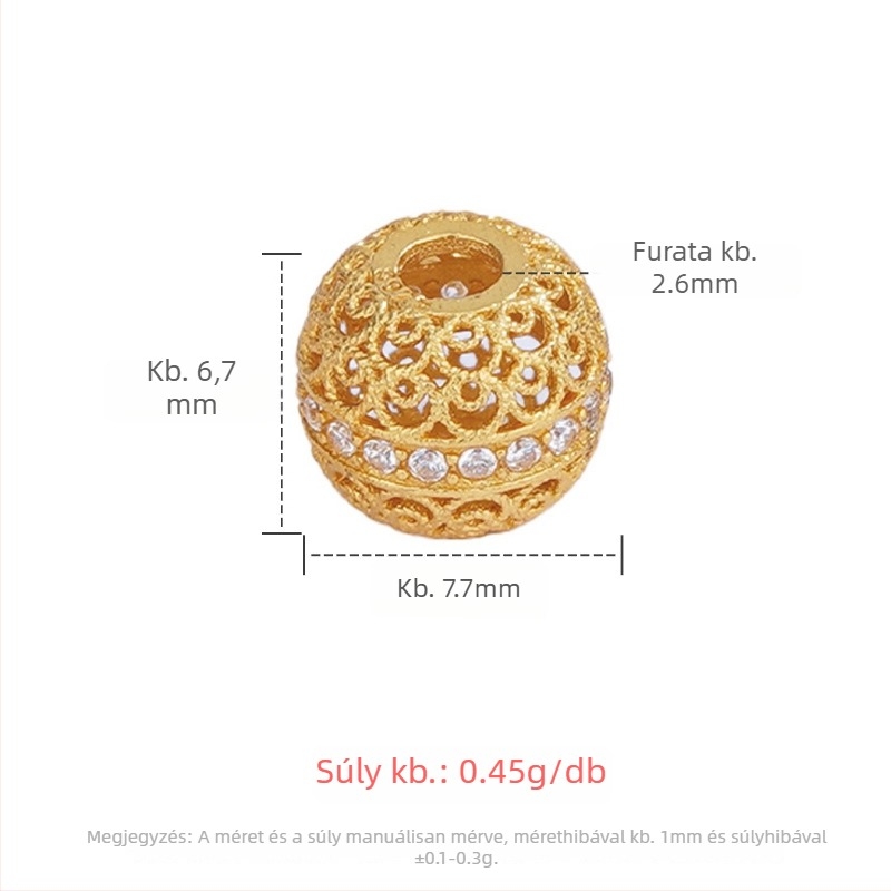Silver Love S925 ezüst — kerek kis spacer gyöngyök DIY karkötőhöz, kristályos kiegészítők