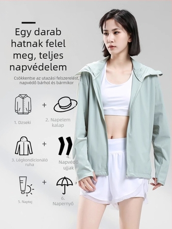 Uniszex könnyű kapucnis UV-védett széldzseki, nyári nylon anyagú, UPF50+, gyorsan száradó, légáteresztő, kerékpárhoz, túrázáshoz, hegymászáshoz és szabadtéri tevékenységekhez