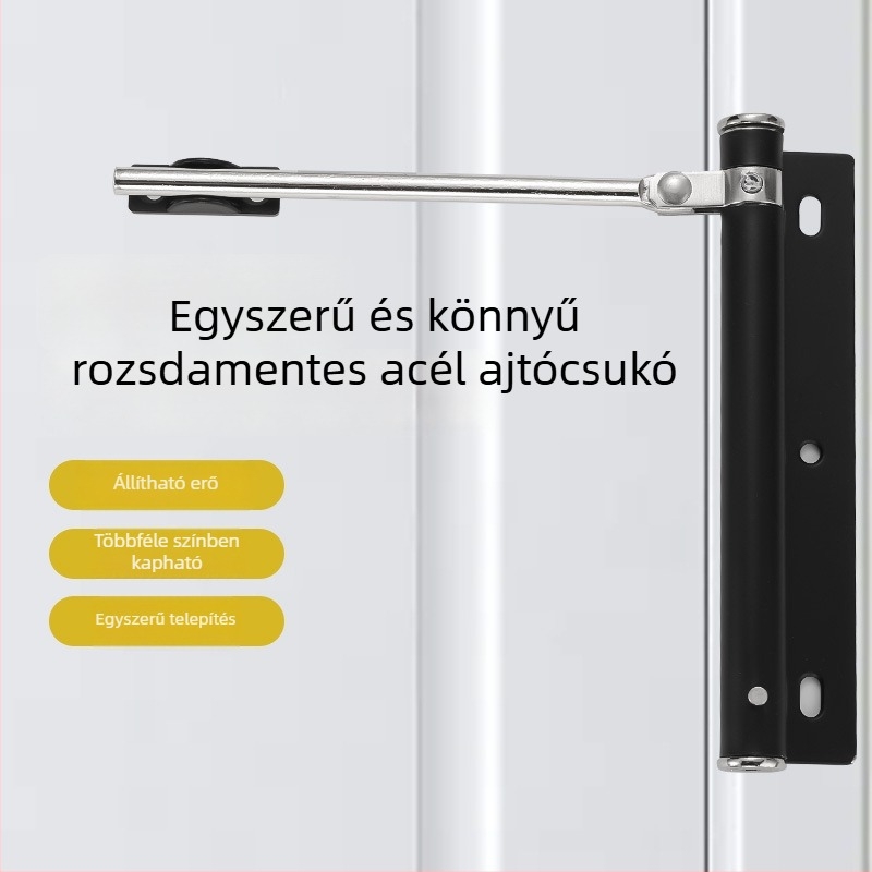 Rozsdamentes acél ajtócsukó otthoni használatra, egyszerű és csendes záróeszköz, toló-húzó ütközésgátló mechanizmus