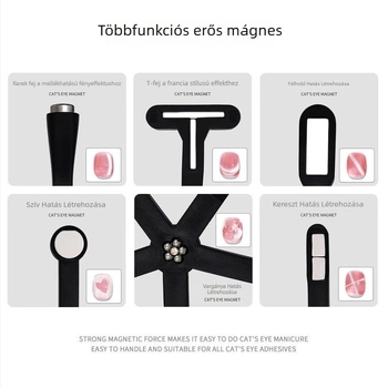 Ötágú csillag formájú 6 az 1-ben multifunkciós műköröm mágnes, frissített, strapabíró, leesésálló