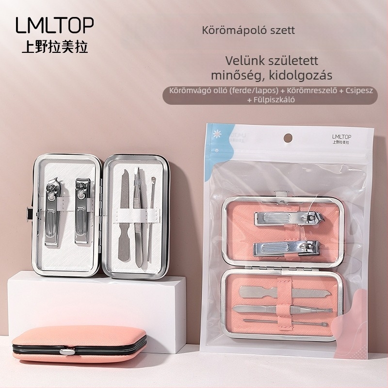 LMLTOP 5 részes manikűrkészlet, rozsdamentes acél körömvágó ollók, hordozható manikűr eszközök C0181