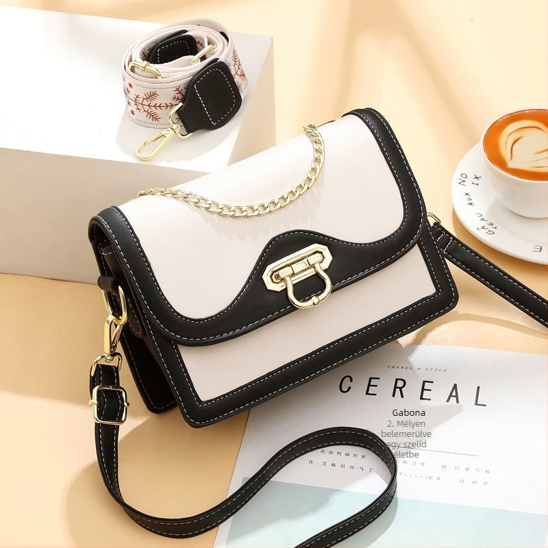 Női négyzet alakú táska lánccal a vállon, színes nyomtatású PU anyagból, crossbody