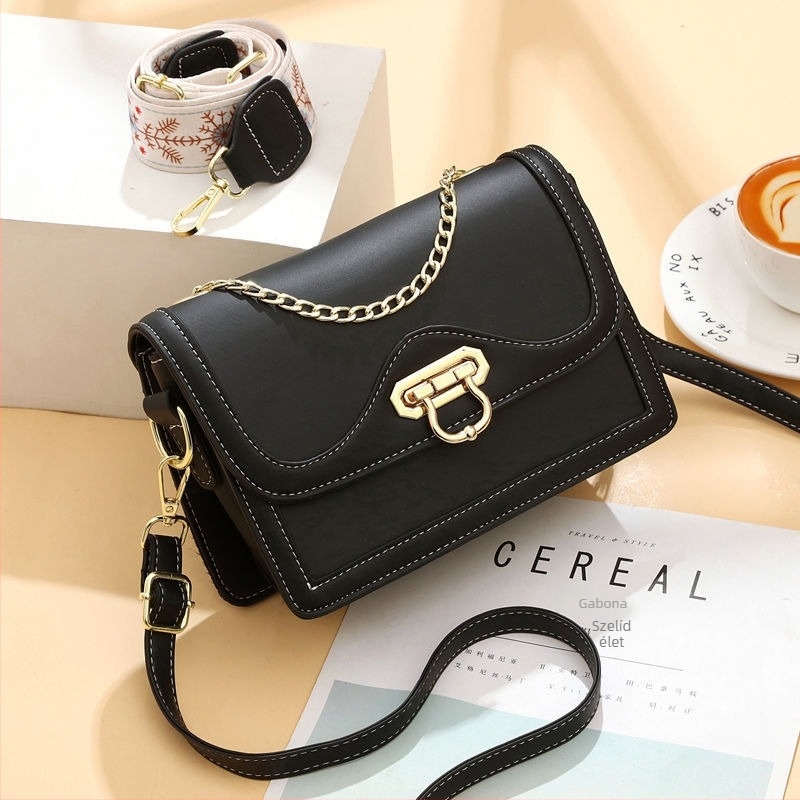 Női négyzet alakú táska lánccal a vállon, színes nyomtatású PU anyagból, crossbody