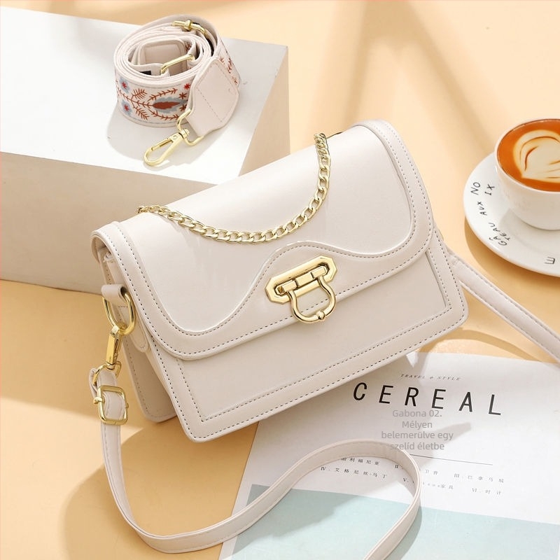 Női négyzet alakú táska lánccal a vállon, színes nyomtatású PU anyagból, crossbody