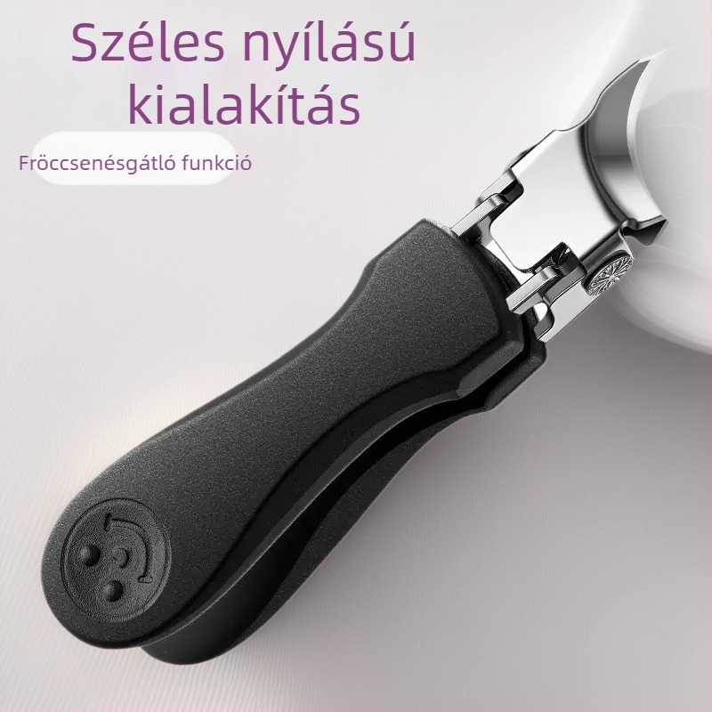 Rozsdamentes acélból készült körömvágó, ferde végű, nagy nyílású, cseppmentes dizájn