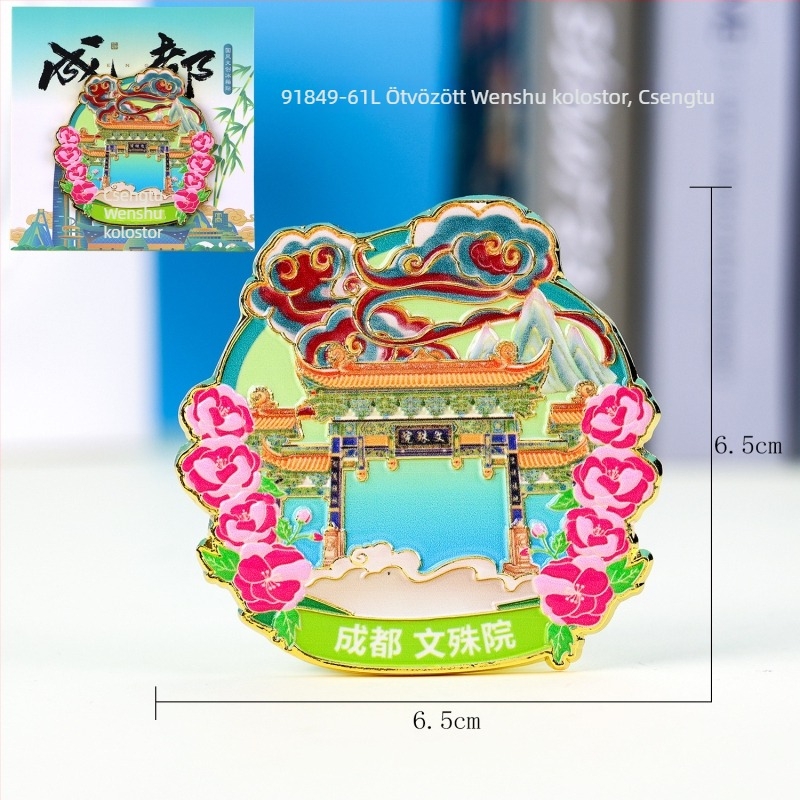 Háromrétegű fa hűtőmágnes epoxigyanta bevonattal — Chengdu kulturális látnivalók