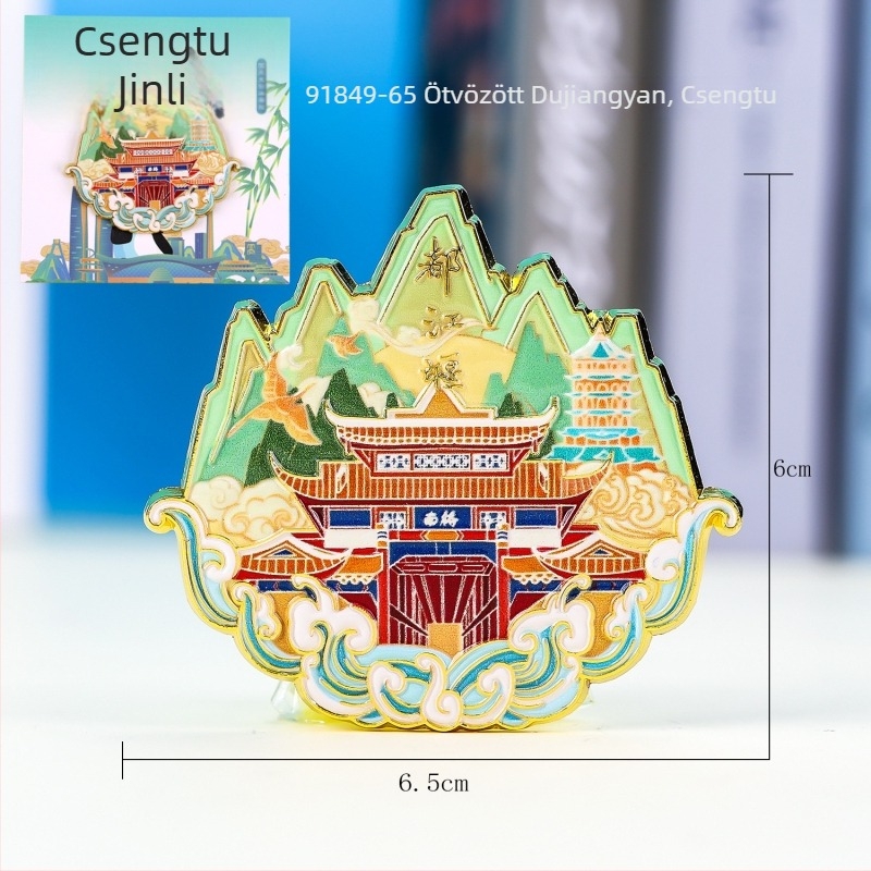 Háromrétegű fa hűtőmágnes epoxigyanta bevonattal — Chengdu kulturális látnivalók