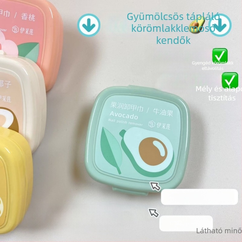 Iceline Környezetbarát egyszer használatos körömlakk eltávolító kendő, manikűr eszközök, őszibarack színű, többszínű