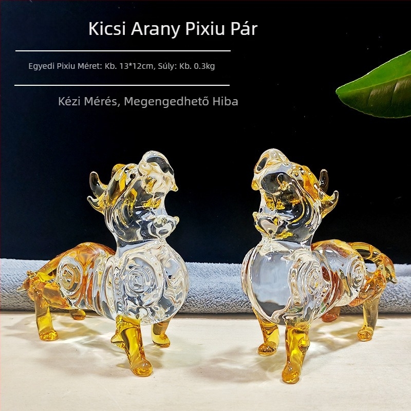 Kristály Pixiu dekoratív pár, átlátszó kincsesedény, otthon, nappali, előszoba és irodaasztalhoz, házavató ajándék
