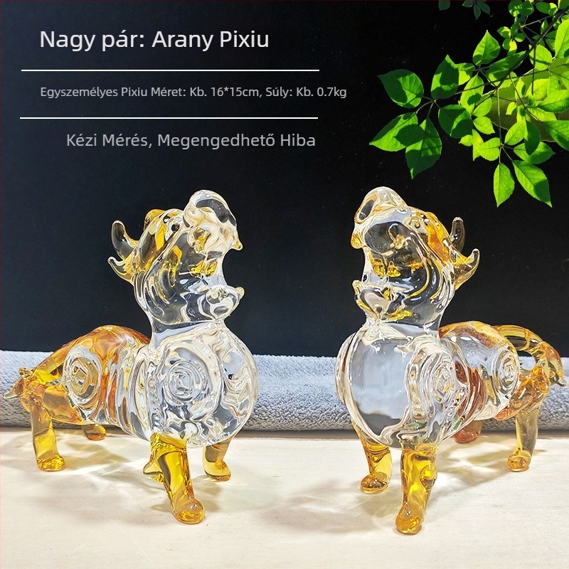 Kristály Pixiu dekoratív pár, átlátszó kincsesedény, otthon, nappali, előszoba és irodaasztalhoz, házavató ajándék