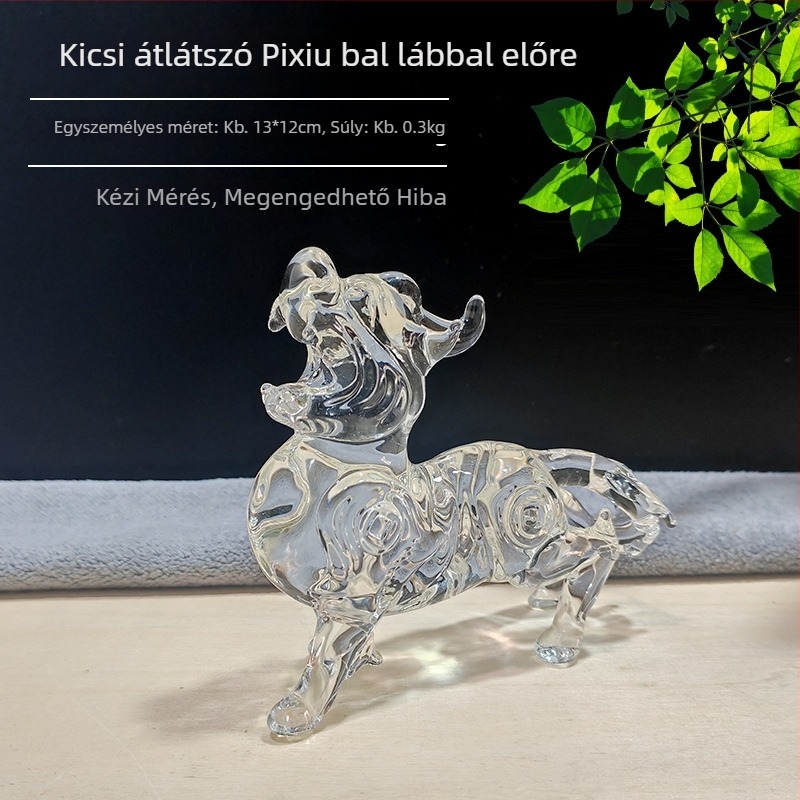 Kristály Pixiu dekoratív pár, átlátszó kincsesedény, otthon, nappali, előszoba és irodaasztalhoz, házavató ajándék