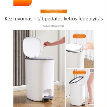 Új modell háztartási kuka fedővel, lábpedállal működtethető, nagy méret, alkalmas WC-hoz, fürdőszobához, konyhához és nappaliba.