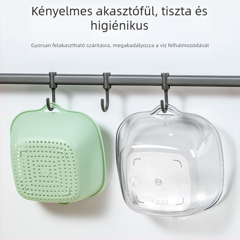 Kétszintes PET zöldség-leeresztő kosár a konyhához, műanyag gyümölcstál és mosóedény, teljes készlet nedves és száraz használatra