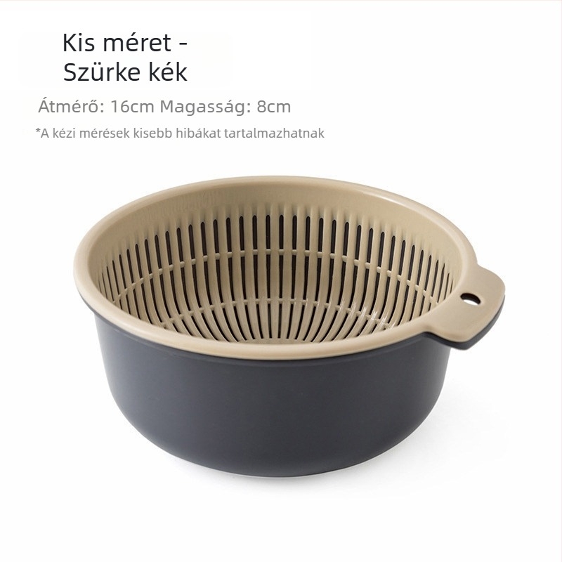 Kétoldalas műanyag mosóedény zöldségek mosására szűrőkosárral