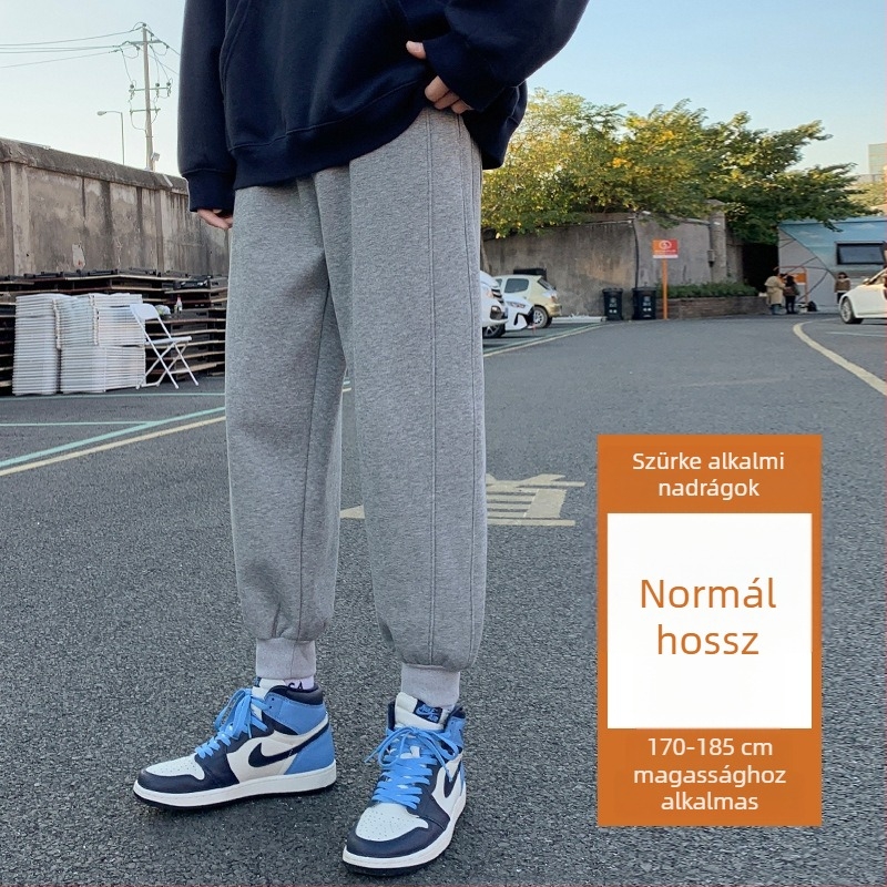 Férfi téli jogger nadrág, lazább szabás, sportos casual, fleece bélés, pamut-keverék