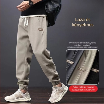 Férfiaknak – lazább szabású cargo jogger nadrág fleece-béléssel, alkalmi viselet tavasszal és ősszel