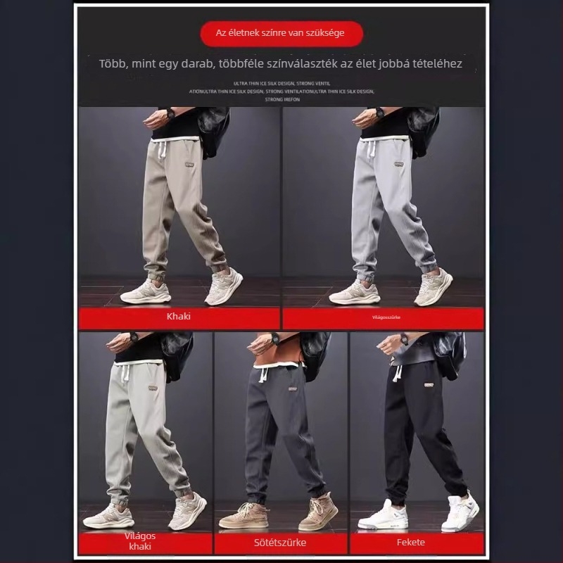 Férfiaknak – lazább szabású cargo jogger nadrág fleece-béléssel, alkalmi viselet tavasszal és ősszel
