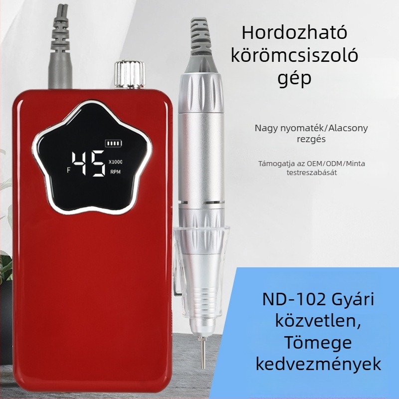 Hordozható körömsziszoló gép, eltávolító eszközzel és polírozó funkcióval a manikűrhöz