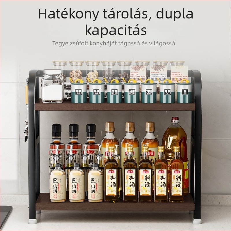 Konyhai tároló polc fűszerekhez — munkalapra szerelhető, fúrás nélkül