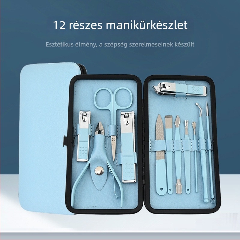 12 részes manikűr eszköz készlet, rozsdamentes acélból