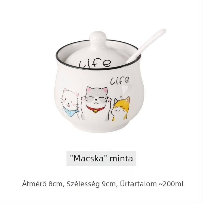 Kerámia fűszertartó készlet, három darabos, kanál tartóval